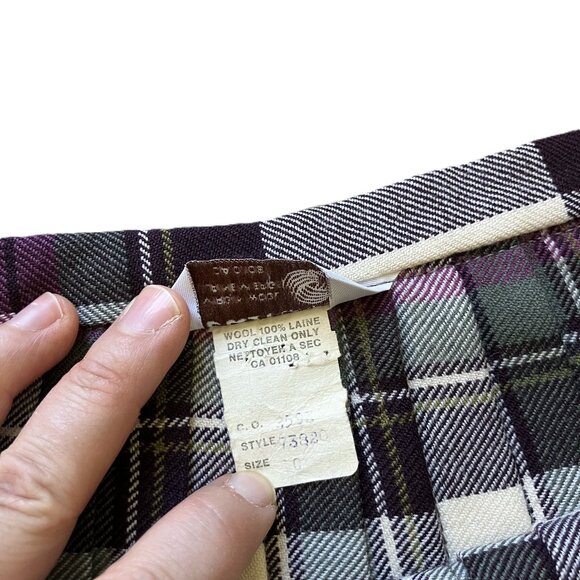 Aljean Wool Plaid Pleated Kilt Skirt Purple Tartan Vintage Made in Canada - Picture 6 of 7